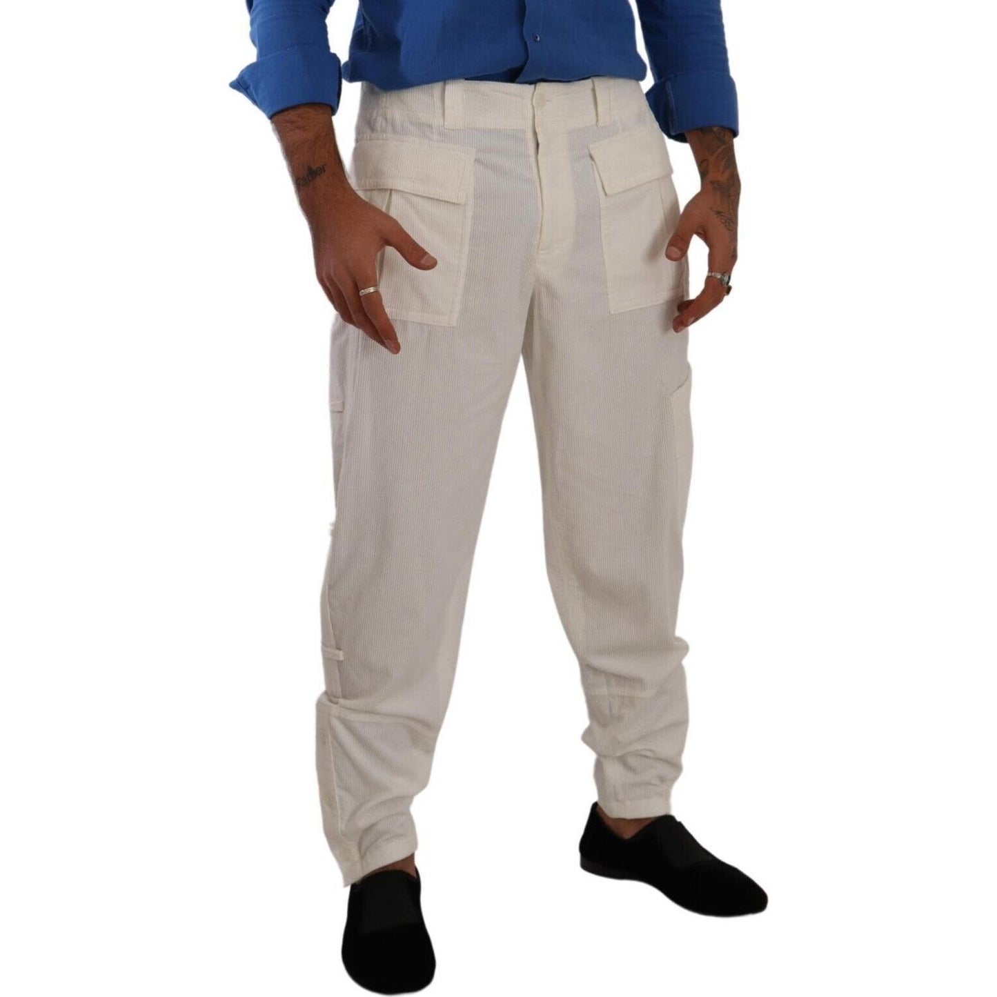 Dolce & Gabbana Off White Cotton Corduroy Cargo Pants Dolce & Gabbana
