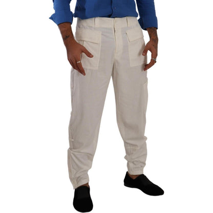 Dolce & Gabbana Off White Cotton Corduroy Cargo Pants Dolce & Gabbana