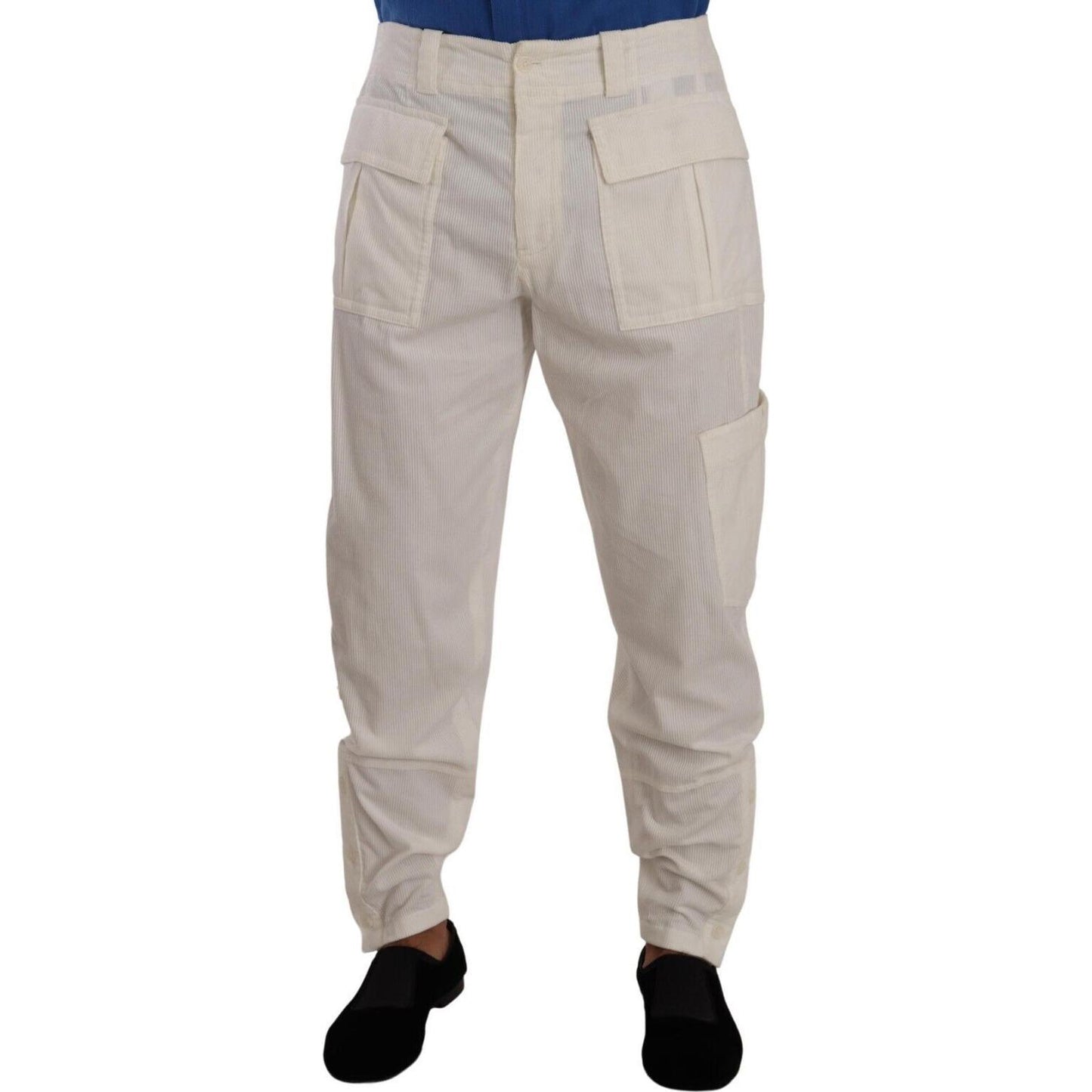 Dolce & Gabbana Off White Cotton Corduroy Cargo Pants Dolce & Gabbana