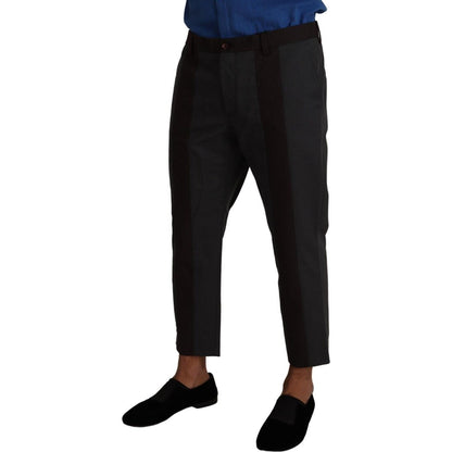 Dolce & Gabbana Gray Bordeaux Striped Cropped Trouser Pants Dolce & Gabbana