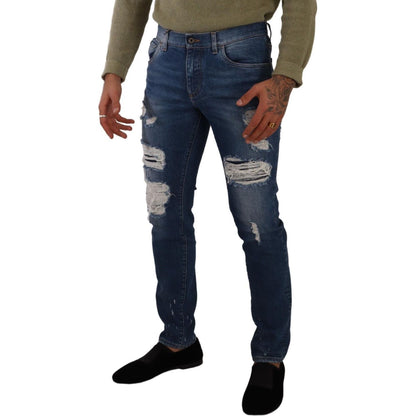 Dolce & Gabbana Blue Wash Cotton Stretch Slim Fit Denim Jeans