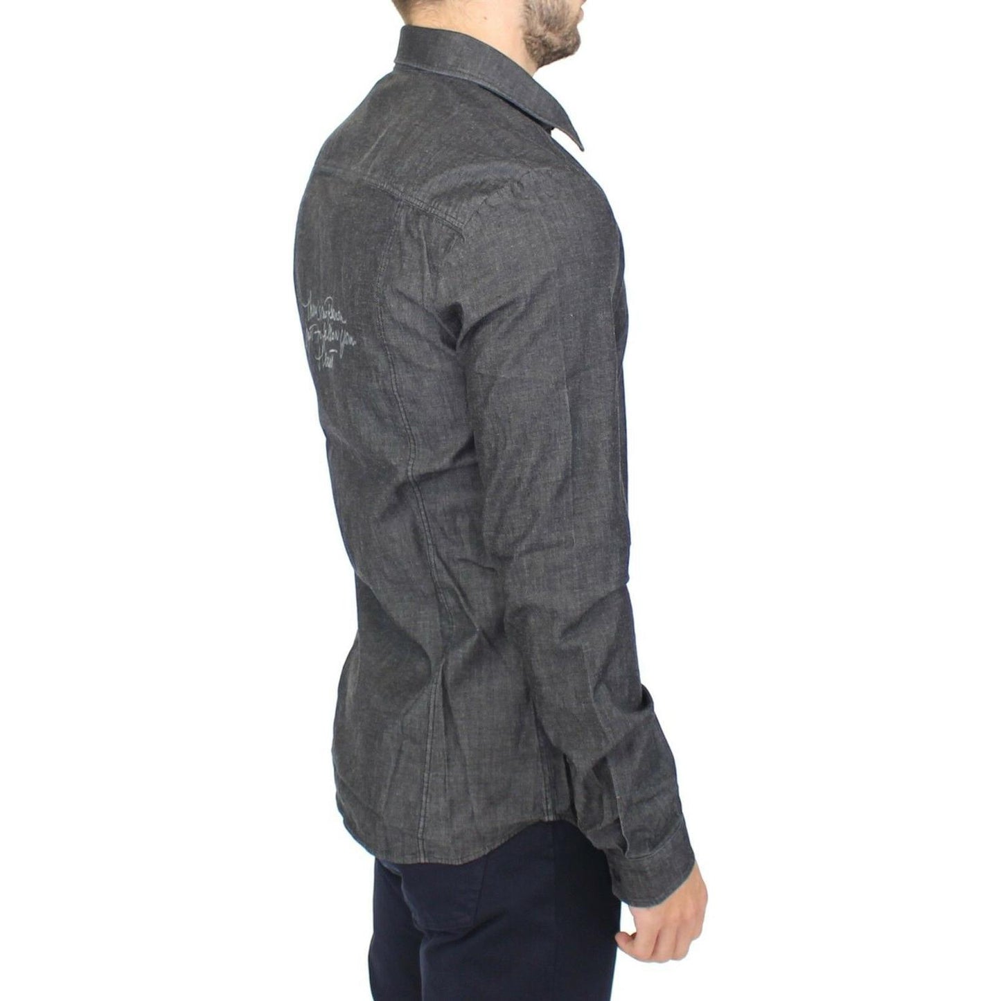 Ermanno Scervino Denim Jeans Cotton Casual Gray Stretch Shirt Ermanno Scervino