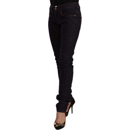 GF Ferre Black Mid Waist Cotton Denim Skinny Jeans GF Ferre