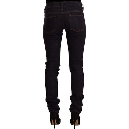 GF Ferre Black Mid Waist Cotton Denim Skinny Jeans GF Ferre