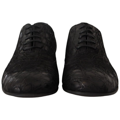 Dolce & Gabbana Black Caiman Leather Mens Oxford Shoes Dolce & Gabbana