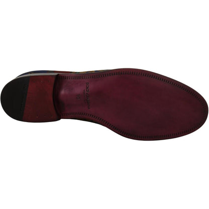Dolce & Gabbana Multicolor Jacquard Crown Slippers Loafers Shoes Dolce & Gabbana