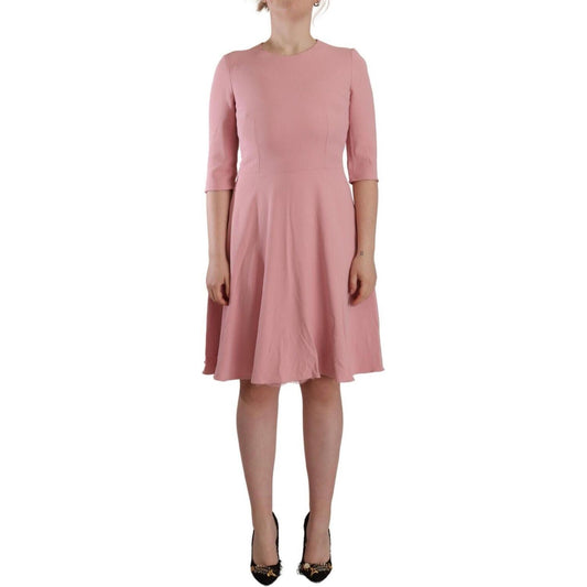 Dolce & Gabbana Pink 3/4 Sleeves Viscose Blend A-line Dress