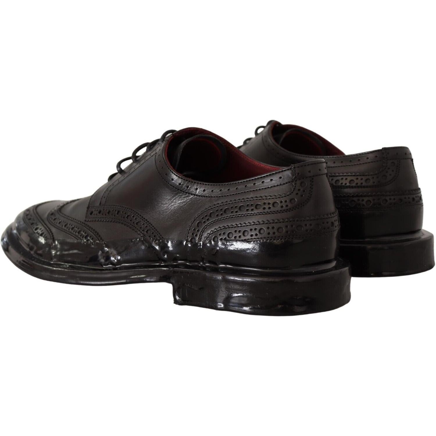 Dolce & Gabbana Black Leather Oxford Wingtip Formal Derby Shoes