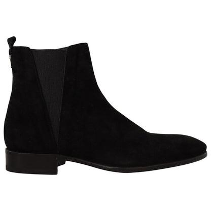 Dolce & Gabbana Black Suede Leather Chelsea Mens Boots Shoes
