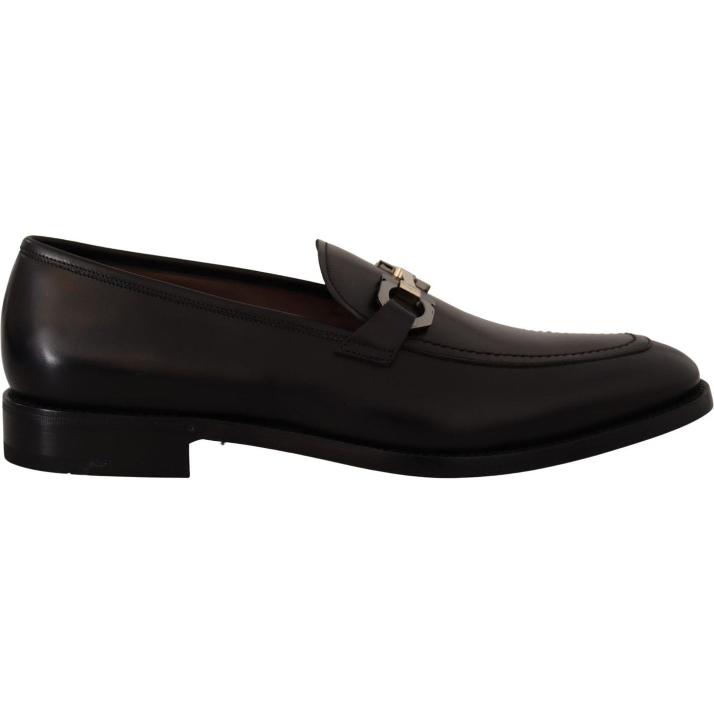 Salvatore Ferragamo Black Calf Leather Moccasin Formal Shoes