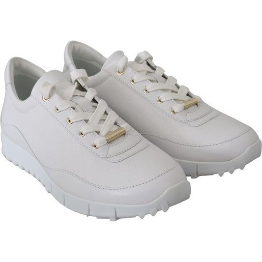 Jimmy Choo Elegant White Leather Sneakers Jimmy Choo