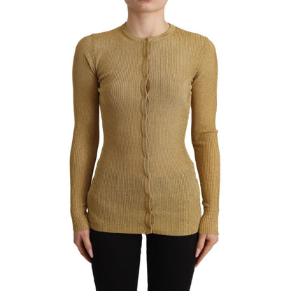 Dolce & Gabbana Gold Viscose Blend Buttons Cardigan Sweater