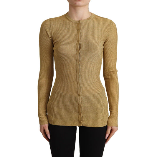 Dolce & Gabbana Gold Viscose Blend Buttons Cardigan Sweater