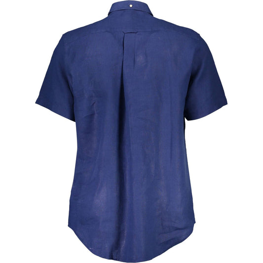 Gant Elegant Blue Linen Button-Down Shirt Gant