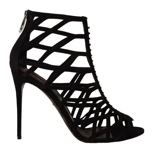 Dolce & Gabbana Black Suede Stiletto Heels Bette Sandals Shoes