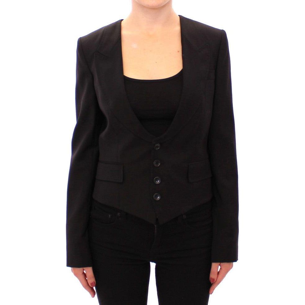 Dolce & Gabbana Black Silk Scarf Back Blazer Jacket