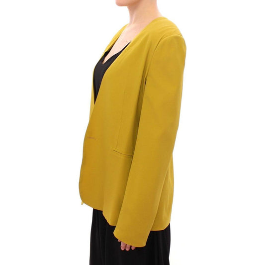 Lamberto Petri Elegant Mustard Silk Blend Jacket Blazer Jacket Lamberto Petri