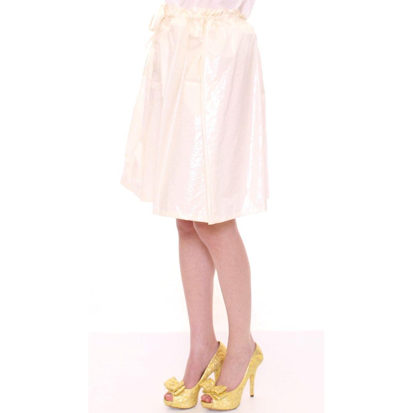 Licia Florio White Above-Knee Stretch Waist Strap Skirt