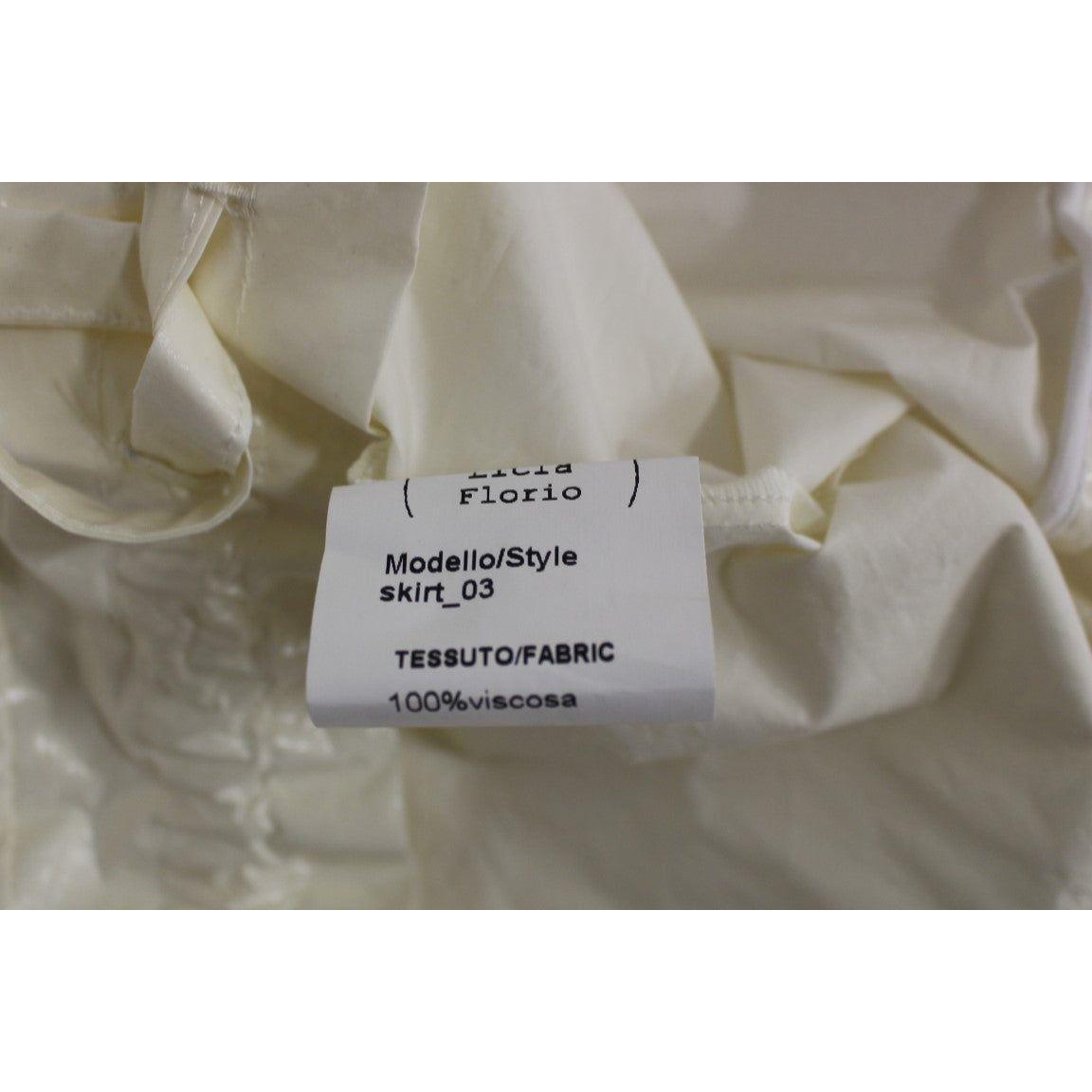 Licia Florio White Above-Knee Stretch Waist Strap Skirt