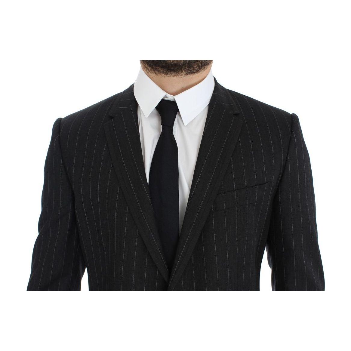 Dolce & Gabbana Gray Striped Slim Fit Wool Blazer