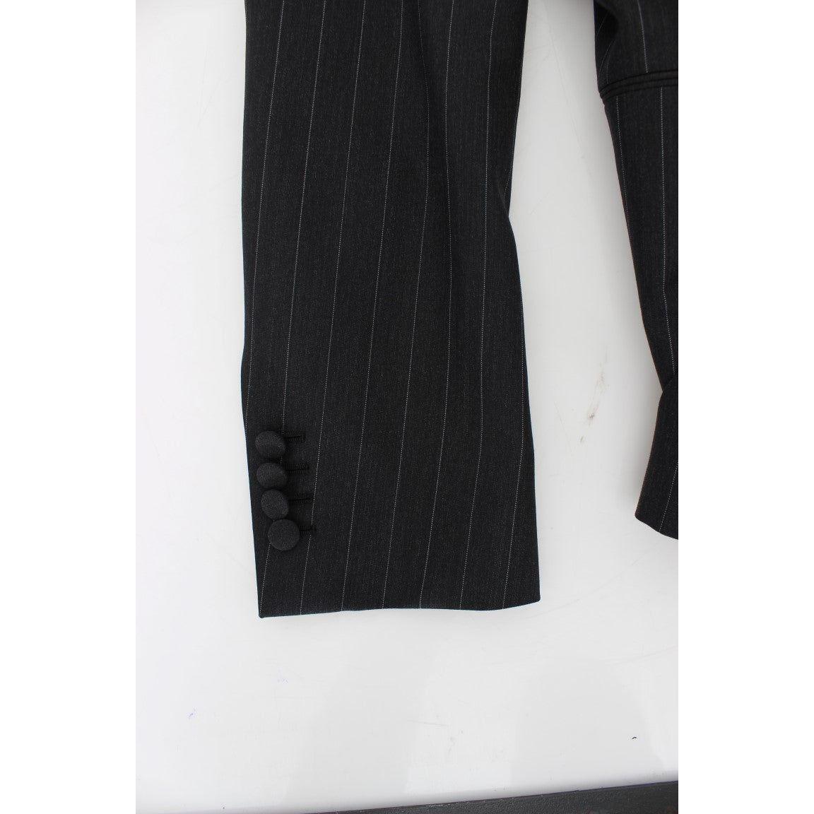 Dolce & Gabbana Gray Striped Slim Fit Wool Blazer