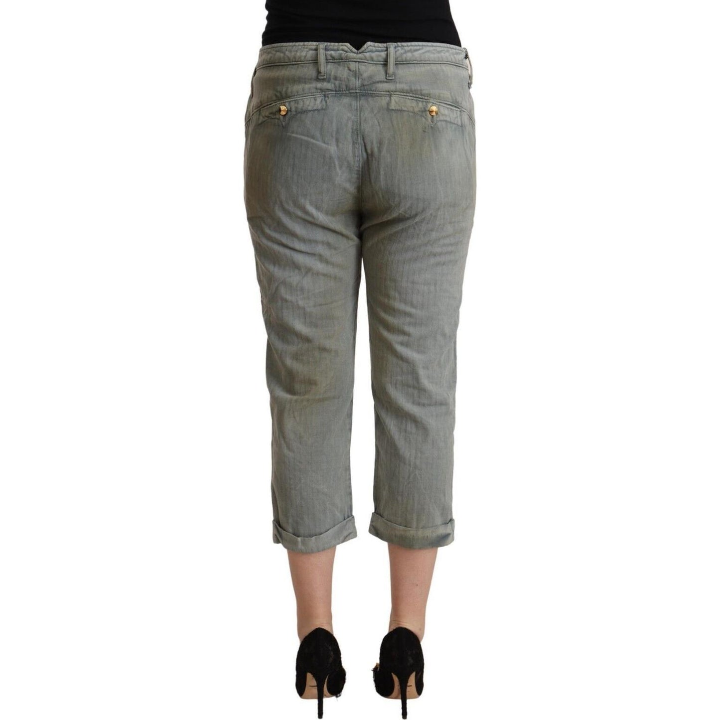 CYCLE Gray 100% Cotton Mid Waist Skinny Cropped Pants