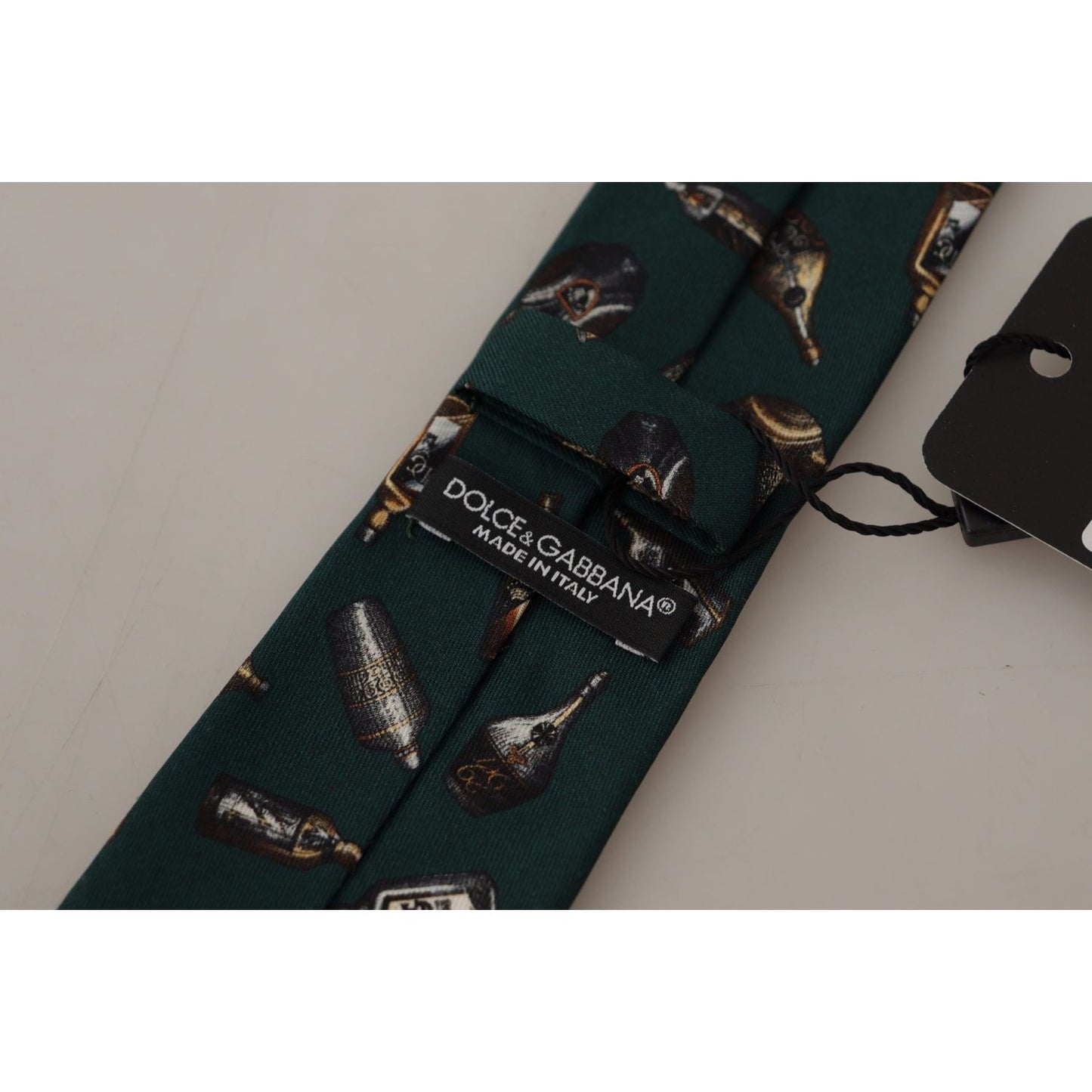 Dolce & Gabbana Black Bottle Fantasy Print Silk Adjustable Accessory Tie Dolce & Gabbana