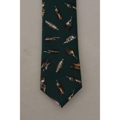 Dolce & Gabbana Black Bottle Fantasy Print Silk Adjustable Accessory Tie Dolce & Gabbana