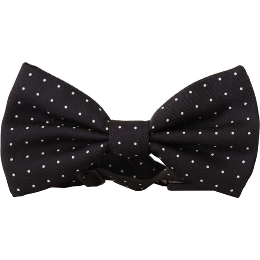 Dolce & Gabbana Black White Polka Dot 100% Silk Neck Papillon Tie Dolce & Gabbana