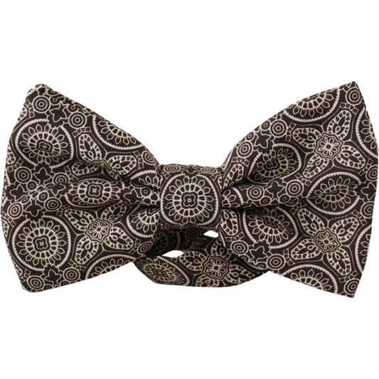 Dolce & Gabbana Black white 100% Silk Adjustable Neck Papillon Tie Dolce & Gabbana