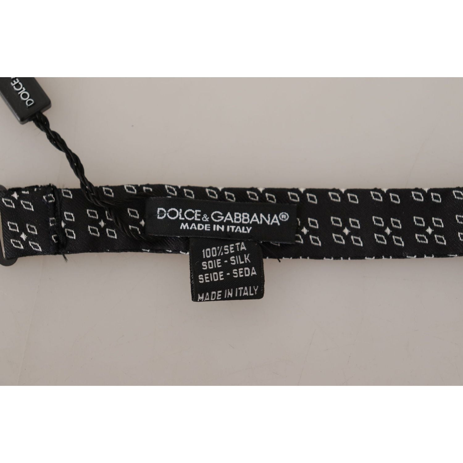 Dolce & Gabbana Black White Polka Dot 100% Silk Neck Papillon Tie
