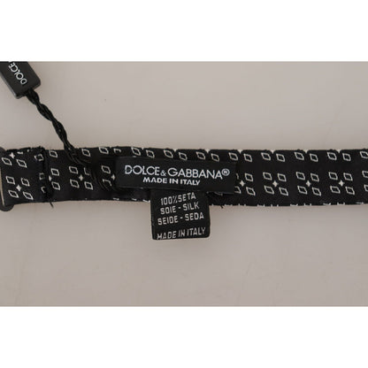 Dolce & Gabbana Black White Polka Dot 100% Silk Neck Papillon Tie