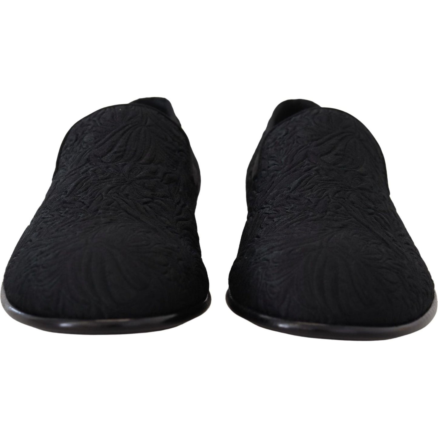 Dolce & Gabbana Black Floral Jacquard Slippers Loafers Shoes Dolce & Gabbana