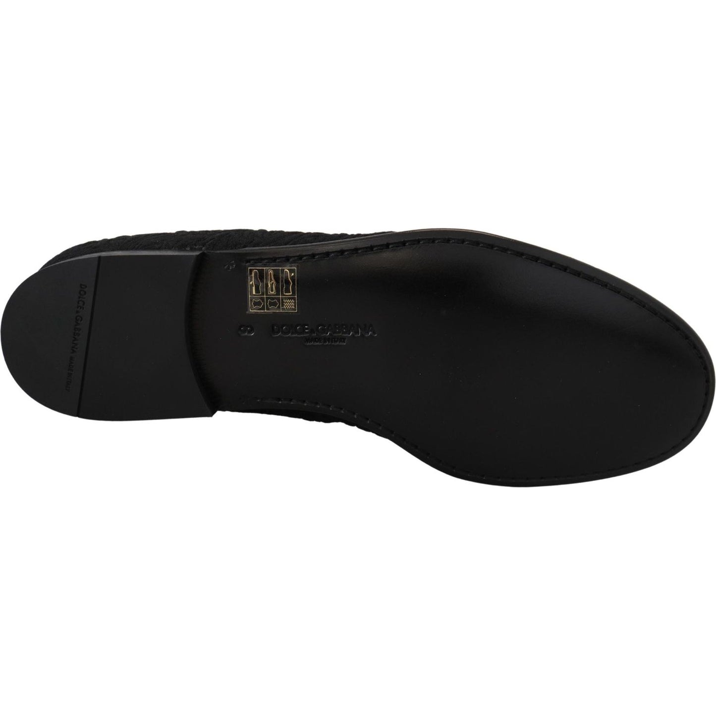 Dolce & Gabbana Black Floral Jacquard Slippers Loafers Shoes Dolce & Gabbana