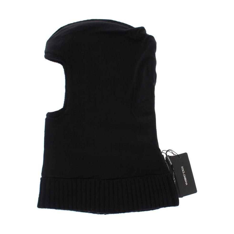 Dolce & Gabbana Black Knitted Sequin Hood Scarf Hat