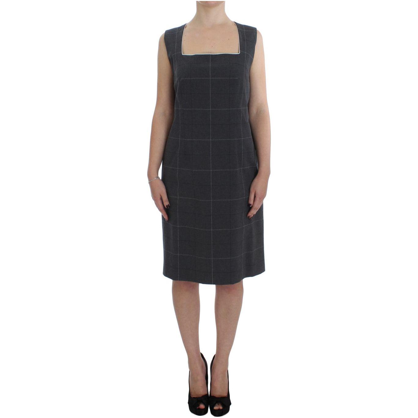 BENCIVENGA Elegant Gray Checkered Sheath Suit Set Suit BENCIVENGA