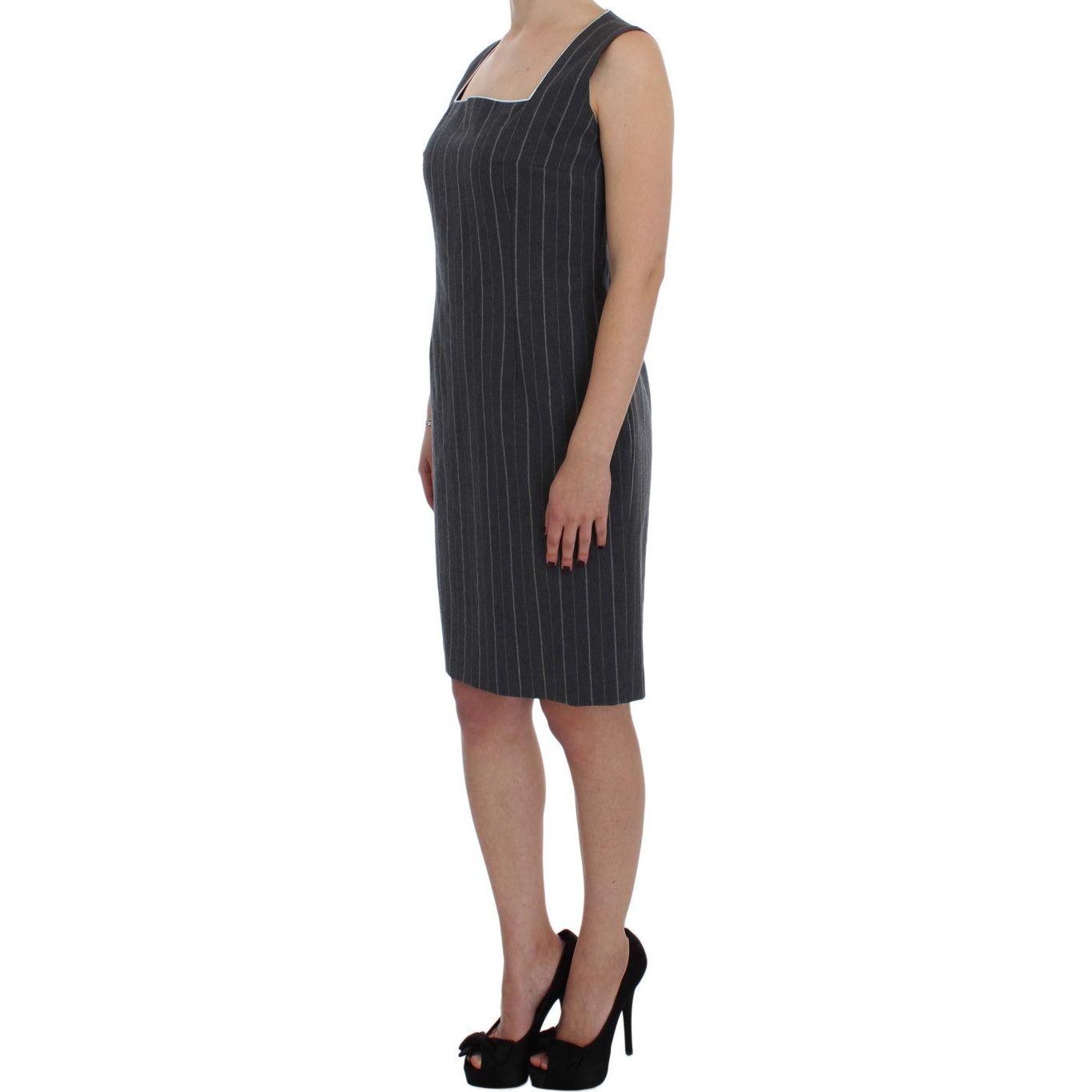 BENCIVENGA Elegant Gray Striped Dress & Blazer Suit Set BENCIVENGA