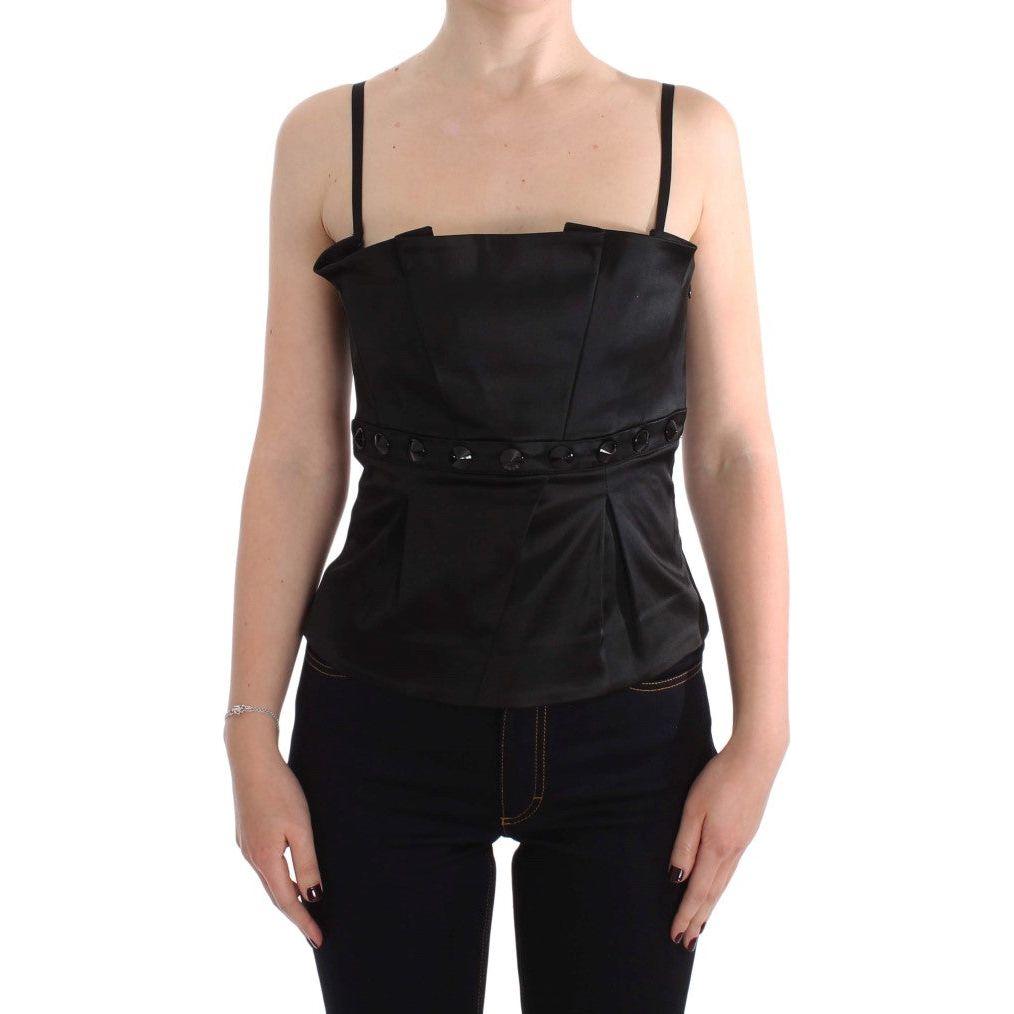 Exte Black Tank Party Evening Top Blouse 1728,4% Elastane,41% Cotton,67345645728,Black,Clothing,Exte,IT40|S,Material: 55% Acetate,New with tags,Suits & Blazers - Women - Clothing,T-Shirts - Clothing,Tank Tops - T-Shirts - Clothing,Women,Women - Clothing