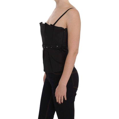 Exte Black Tank Party Evening Top Blouse 1728,4% Elastane,41% Cotton,67345645728,Black,Clothing,Exte,IT40|S,Material: 55% Acetate,New with tags,Suits & Blazers - Women - Clothing,T-Shirts - Clothing,Tank Tops - T-Shirts - Clothing,Women,Women - Clothing