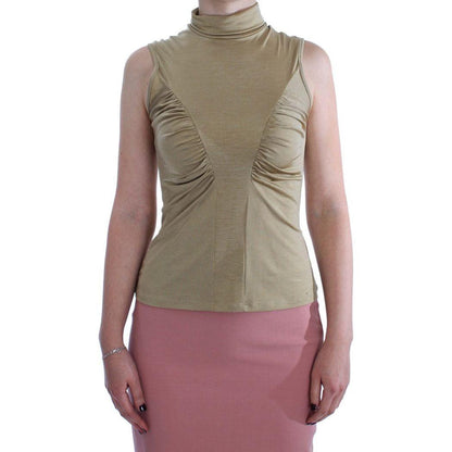 Exte Gold Nylon Turtleneck Top Blouse