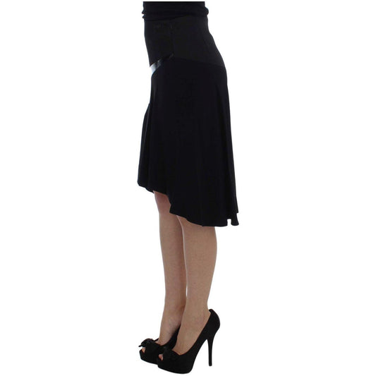 Exte Chic Black and Blue Cotton Blend Skirt Exte