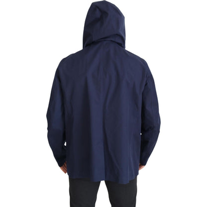 Dolce & Gabbana Blue Hooded Double Breasted Coat Jacket Dolce & Gabbana