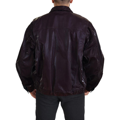 Dolce & Gabbana Bordeaux Nylon Collared Men Coat Jacket Dolce & Gabbana