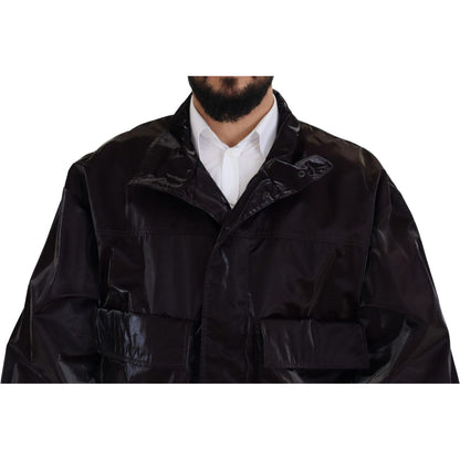 Dolce & Gabbana Bordeaux Nylon Collared Men Coat Jacket Dolce & Gabbana