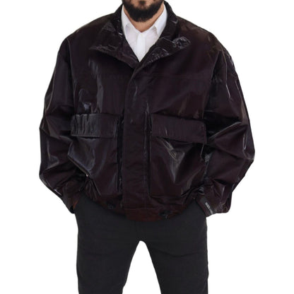 Dolce & Gabbana Bordeaux Nylon Collared Men Coat Jacket Dolce & Gabbana