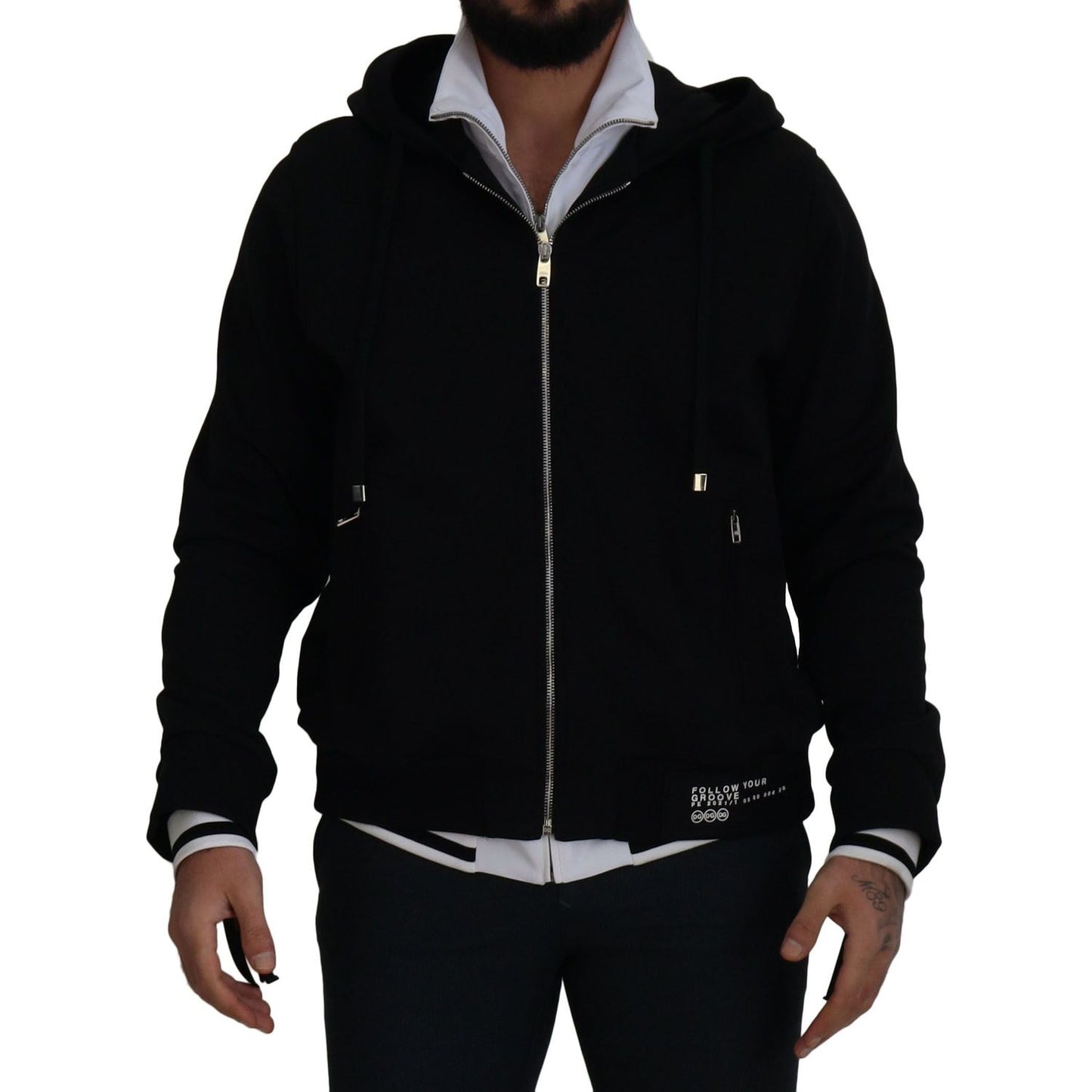 Dolce & Gabbana Black Polyester Hooded Full Zip Jacket Dolce & Gabbana