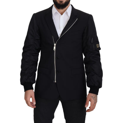 Dolce & Gabbana Black Wool Full Zip Long Sleeves Jacket Dolce & Gabbana