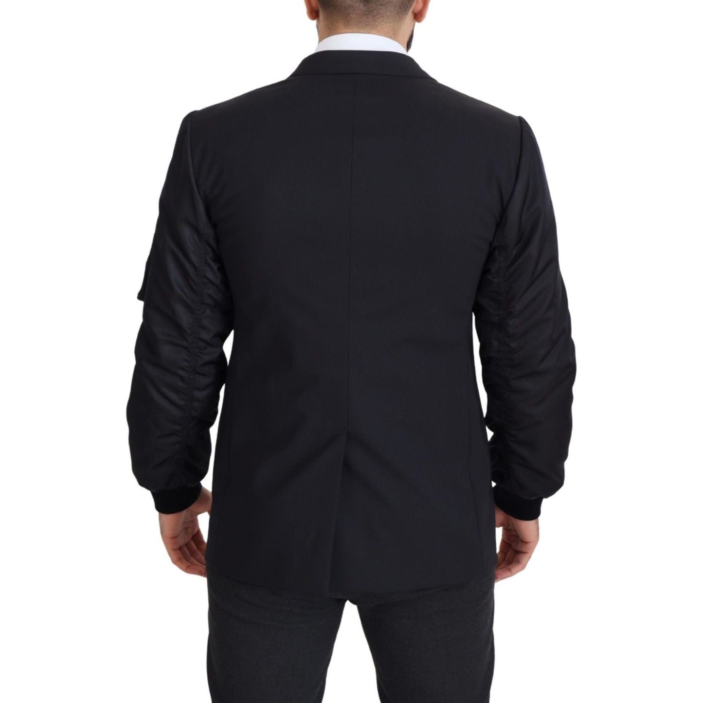 Dolce & Gabbana Black Wool Full Zip Long Sleeves Jacket Dolce & Gabbana