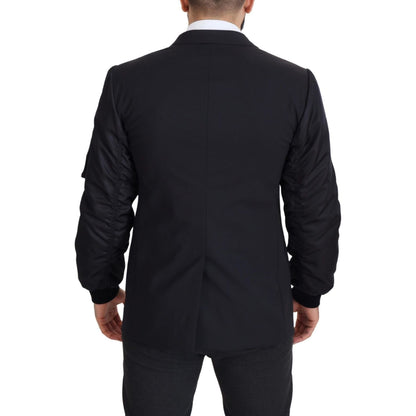 Dolce & Gabbana Black Wool Full Zip Long Sleeves Jacket Dolce & Gabbana