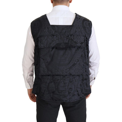 Dolce & Gabbana Black Nylon Full Zip Sleeveless Jacket Dolce & Gabbana